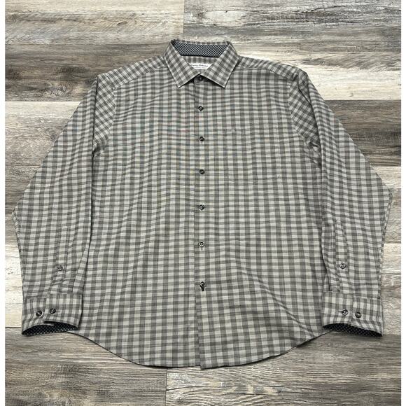 Tommy Bahama‎ Gray Check Mens M Flip Cuffs Newport Coast Button Down Shirt EUC - Picture 2 of 9